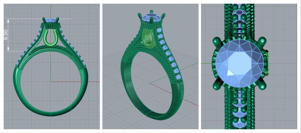 projeto 3D do anel de noivado